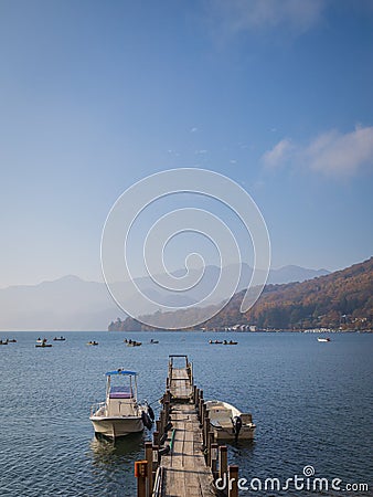 Amazing landscape of Lake Chuzenji at Nikko, Tochi Prefecture, Japan during autumn season. Editorial Stock Photo