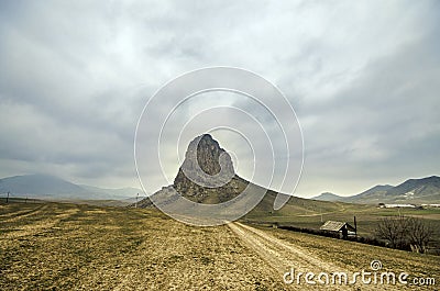 amazing landscape of rocky Goyezen mountain and blue sky . Big Caucasus mountains. Gazakh Azerbaijan Stock Photo