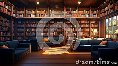 an amazing library full of books Stock Photo