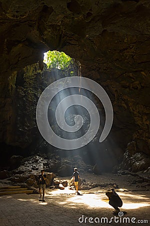 Light shine through in Khao Luang Cave in Phetchaburi , Thailand. Editorial Stock Photo