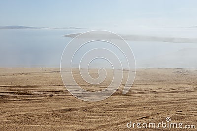 Amazing lonely lake shore in early morning Stock Photo