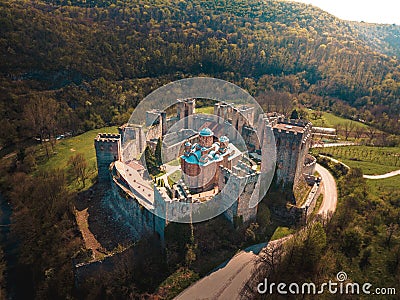 Amazing Manasija monastery in Serbia Stock Photo
