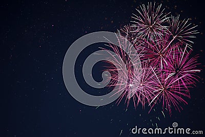 Amazing maroon red pink celebration fireworks Stock Photo