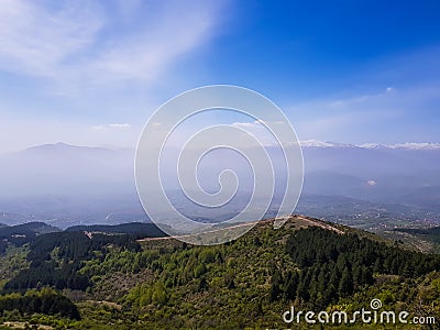 Amazing mountain landscape on cloudy sky, natural outdoor travel background Stock Photo