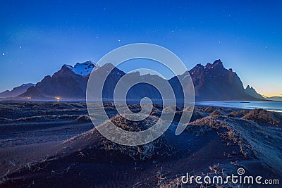 The amazing mountain under the night sky in Iceland Stock Photo
