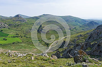 Amazing mountainous scenery in Lemnos island, Greece Stock Photo