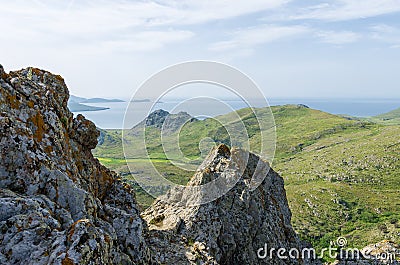 Amazing mountainous scenery in Lemnos island, Greece Stock Photo