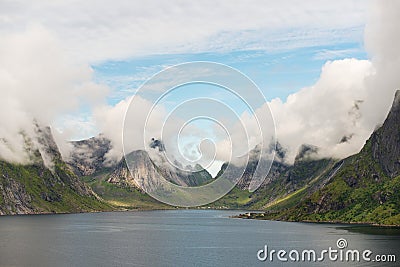 Amazing nature of mountains in Lofoten islands, Norway Stock Photo