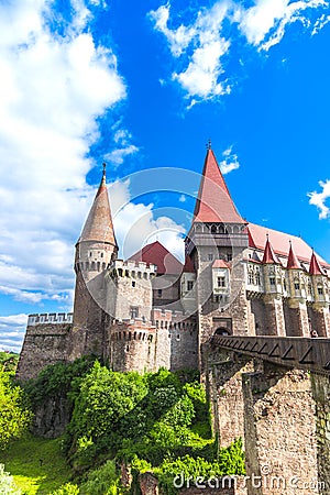 Corvinesti castle in the middle of transylvania, Hunedoara, Romania Stock Photo