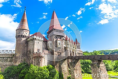 Corvinesti castle in the middle of transylvania, Hunedoara, Romania Stock Photo