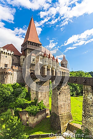 Corvinesti castle in the middle of transylvania, Hunedoara, Romania Stock Photo