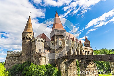 Corvinesti castle in the middle of transylvania, Hunedoara, Romania Stock Photo