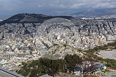 Amazing Panorama of the city of Athens from Lycabettus hill, Greece Stock Photo