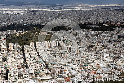 Amazing Panorama of the city of Athens from Lycabettus hill, Greece Stock Photo