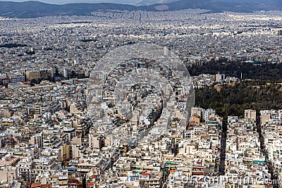 Amazing Panorama of the city of Athens from Lycabettus hill, Greece Stock Photo