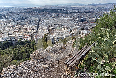 Amazing Panorama of the city of Athens from Lycabettus hill, Greece Stock Photo