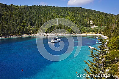 Amazing panorama of Foki Fiskardo Beach, Kefalonia Stock Photo