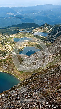 Amazing Panorama of The Seven Rila Lakes Stock Photo