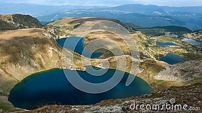 Amazing Panorama of The Seven Rila Lakes Stock Photo