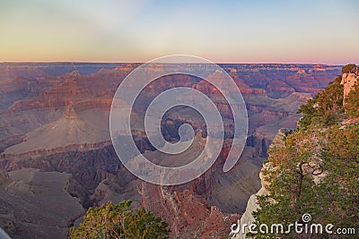 Amazing panorama view of Grand Canyon next to Hopi Point Stock Photo