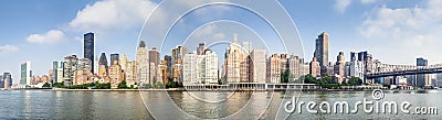 Amazing panorama view of New York city skyline and Queensboro Bridge Stock Photo