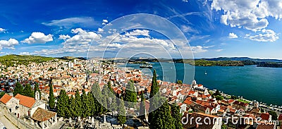 Amazing panorama view of Sibenik city in Croatia. Northern part Stock Photo