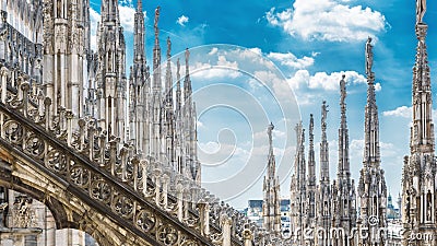 Amazing panoramic view of Milan Cathedral roof Stock Photo