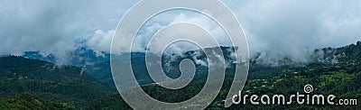 Amazing Panoramic view mountain Valley Uttarakhand, cloudy rainy season Stock Photo