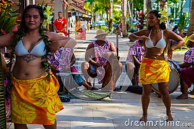 Amazing photos of a group of local dancers in Papeete Editorial Stock Photo