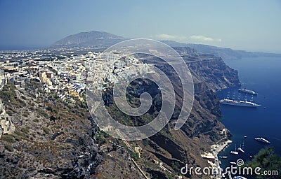 Amazing and pittoresque Santorini island, Oya or Oia village Editorial Stock Photo