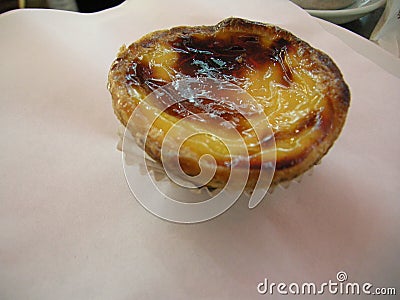 Amazing Portugese dessert custard tart sweet Stock Photo