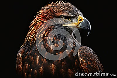 Amazing Powerful Aggressive Eagle Bird Face. Stock Photo