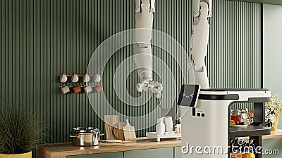 Amazing Robotic kitchens are great substitutes for people and ready to deliver to you Stock Photo