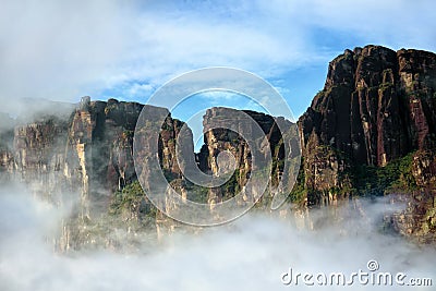 Amazing rocks behind cloud - beautiful natural view Stock Photo