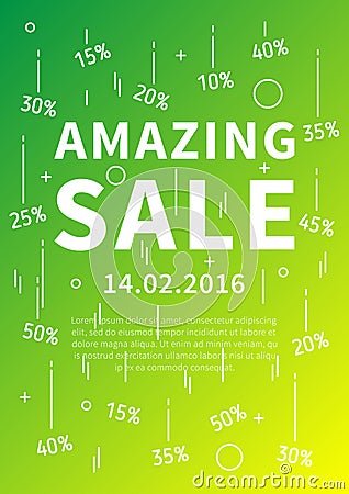 Amazing Sale vector banner with linear elements Vector Illustration