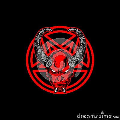 Amazing satan with horn and pentagram vector Vector Illustration