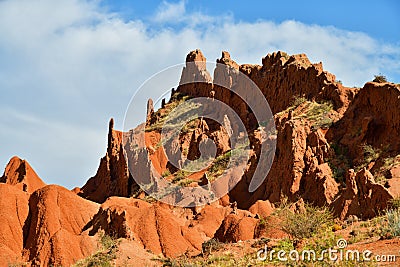 Beautiful mountain landscape in the canyon Fairy Tale, Kyrgyzstan Stock Photo