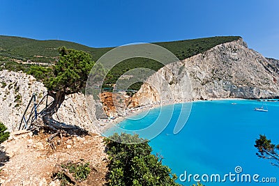 Seascape of blue waters of Porto Katsiki Beach, Lefkada, Ionian Islands, Greece Stock Photo