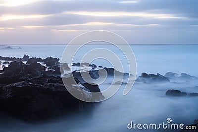 Amazing seascape panorama on sunset Stock Photo