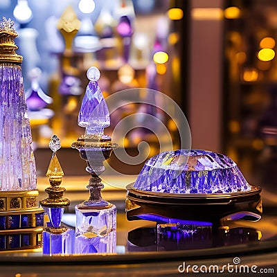 amazing shiny crystal objects in some shop Stock Photo
