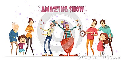 Amazing Show Laughing People Cartoon Illustration Vector Illustration