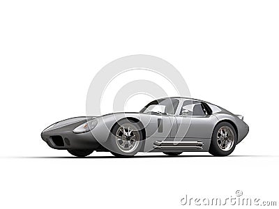 Amazing silver vintage race car Stock Photo