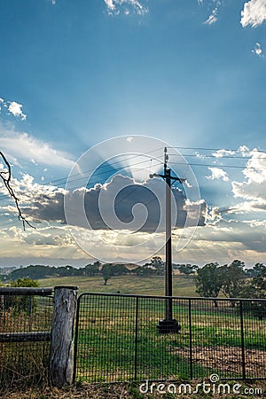 Amazing skies over a rural paddock Stock Photo