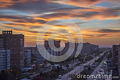 Amazing sky over the evening city Editorial Stock Photo