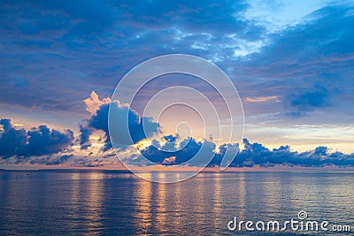 Amazing sky and water at sunset over Baltic sea, Tallinn, Estonia Stock Photo