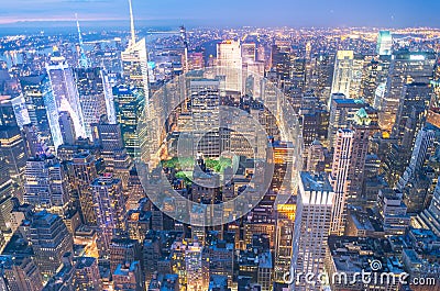 Amazing skyline of Manhattan. New York aerial view Stock Photo