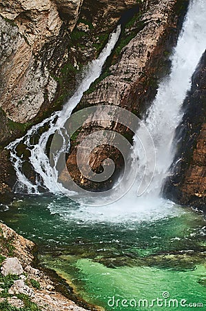 Beautiful waterfall Savica in Slovenia Stock Photo