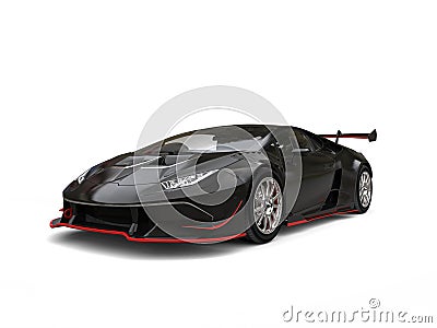 Amazing sleek black race car with red details Stock Photo