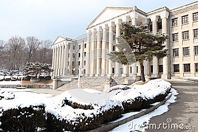 Amazing snow in kyung hee university in Seoul south korea Editorial Stock Photo