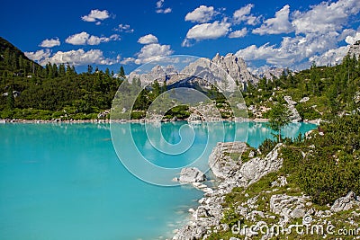 Amazing Sorapis lake Stock Photo